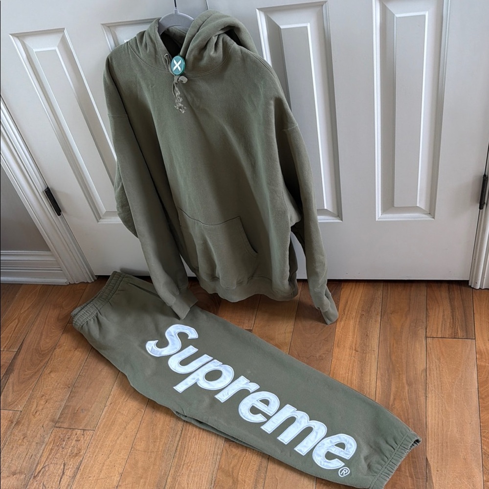 Supreme Olive Green Hoodie and Sweatpants Set